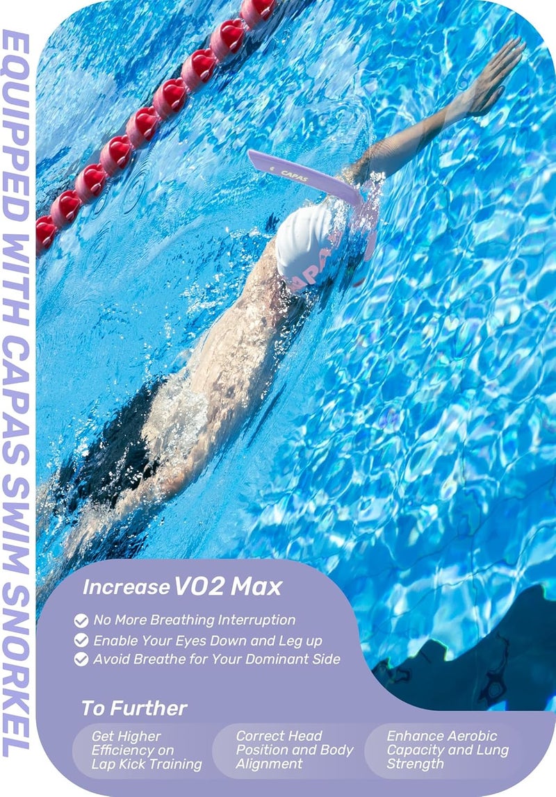 Capas Training Swim Snorkel for Lap Swimming, Swivel Headband Ultimate Fit Center-Mount Swimmers Snorkel with Liquid Silicone Mouthpiece Adjustable Strap, Designed for Adult Men Women - Image 3